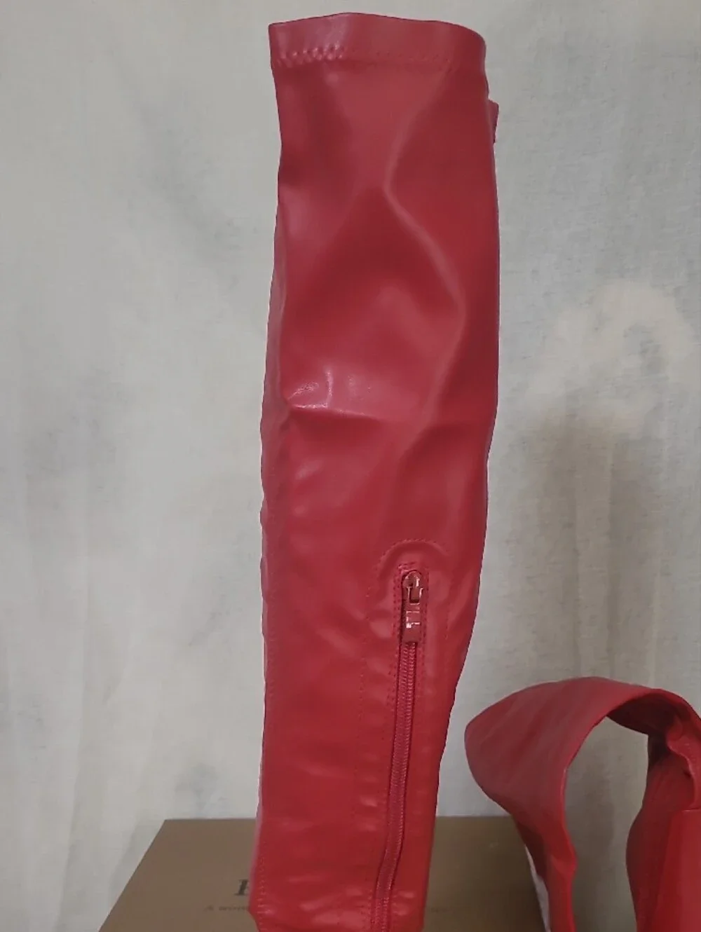 Women's Red Over-the-Knee Block Heel Boots